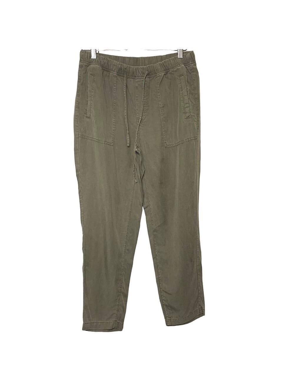 Dex Ankle Pants Sz M Flowy Lyocell Army Green Sun washed Pull on Casual Cargo